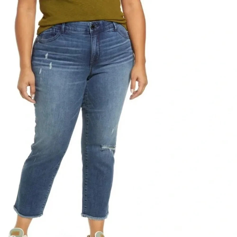 Wit & Wisdom Plus Size 'Ab' Solution Fray Hem Stretch Crop Jeans. Sz: 20W